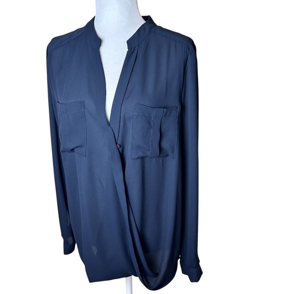 Maeve Navy Drape Front Blouse